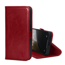 Crimson Leather Wallet Case for iPhone 16e