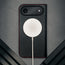 MagSafe charger attached to the Black (with Red detail) Leather Case for iPhone 17 Air