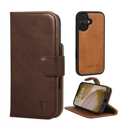 Dark Brown Leather Detachable Case for iPhone 17