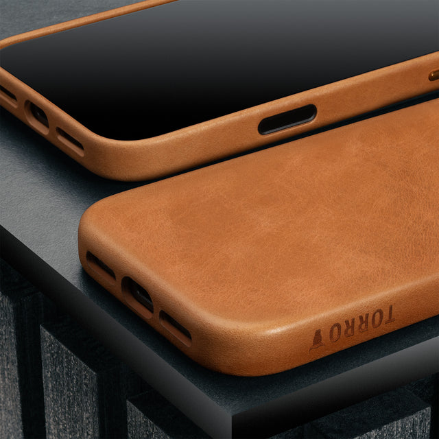Slimline Light Brown / Tan Leather Bumper Case for iPhone 17 Pro