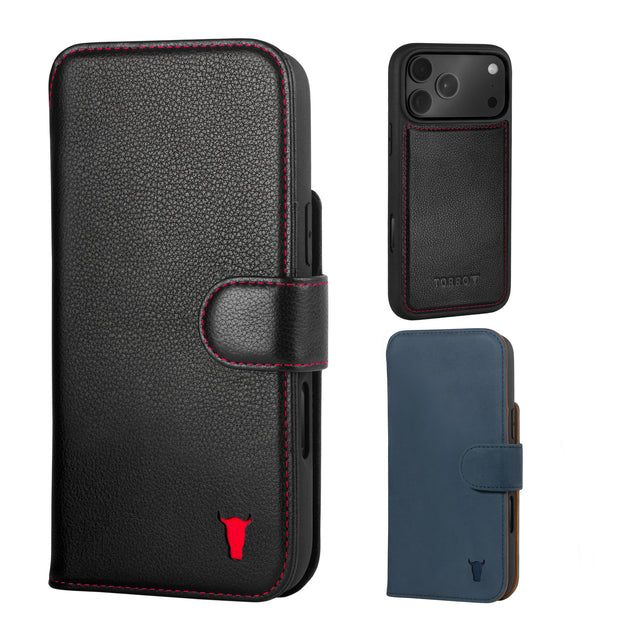 Apple iPhone 17 Pro Detachable Wallet Case + Extra Cover Bundle (Mix and Match Leathers & Colours)
