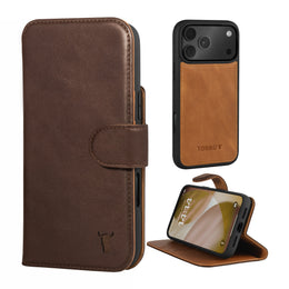 Dark Brown Leather Detachable Case for iPhone 17 Pro