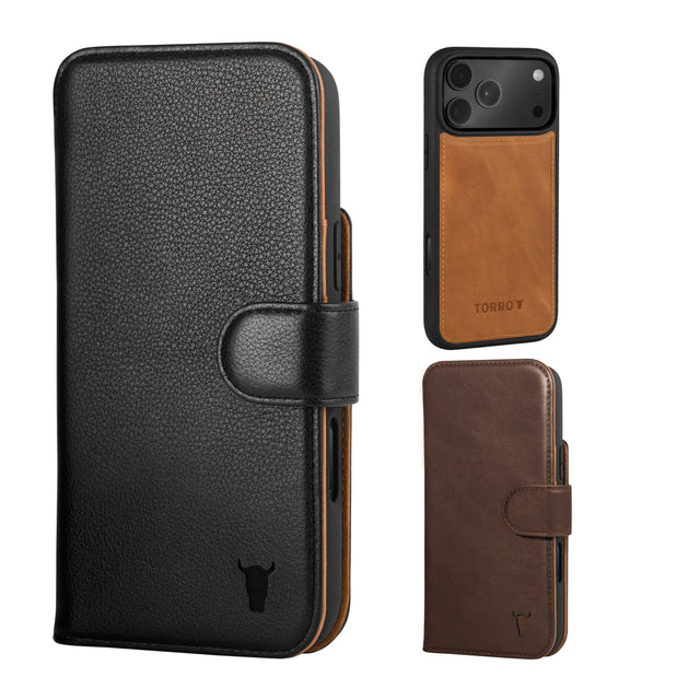 Apple iPhone 17 Pro Max Detachable Wallet Case + Extra Cover Bundle (Mix and Match Leathers & Colours)