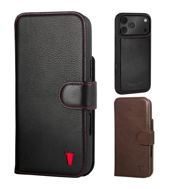 Apple iPhone 17 Pro Max Detachable Wallet Case + Extra Cover Bundle (Mix and Match Leathers & Colours)