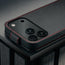 Camera cutout on the Black with Red Stitching Leather Flip Case for iPhone 17 Pro Max