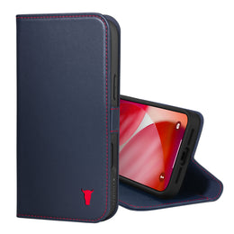 Navy Blue Leather Case (with Red Stitching) for iPhone 17 Pro Max