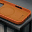 Microfibre lined frame of the Slimline Orange Leather Bumper Case for iPhone 17 Pro