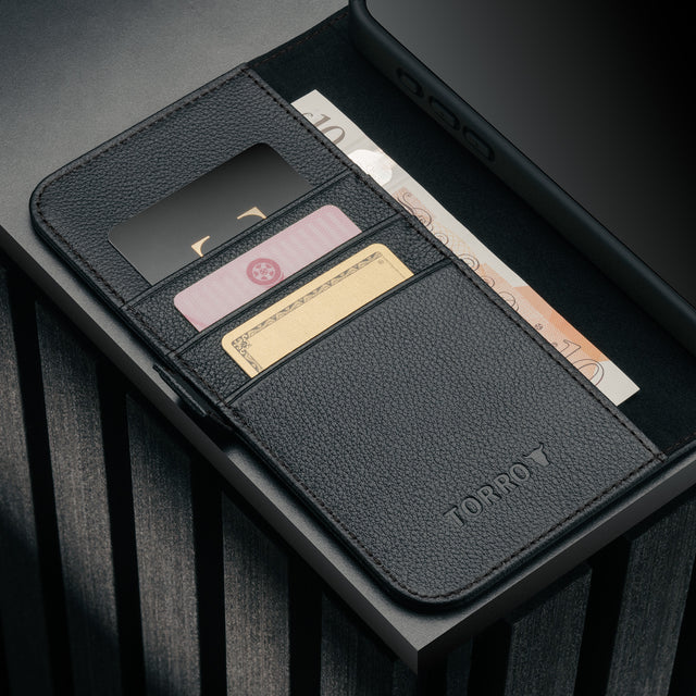 Card holder inside the Black Leather Case for iPhone 17 Pro