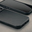 Close up of the Black Leather Bumper Case (with Camera Stand) for iPhone 18 Pro / 17 Pro