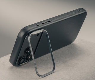 Camera stand function of the Black Leather Bumper Case (with Camera Stand) for iPhone 18 Pro / 17 Pro