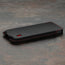Slim profile of the Black with Red Detail Leather Pouch Case for iPhone 6.7