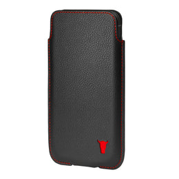 Black with Red Detail Leather Pouch Case for iPhone 6.7"