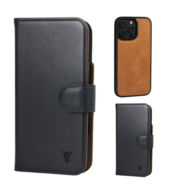 iPhone 16 Pro Max Detachable Wallet Case + Extra Cover Bundle (Mix and Match Leathers & Colours)