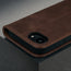 Camera cutout on the Dark Brown Leather Wallet Case for iPhone SE4 (2025)