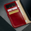 Card slots inside the Red Leather Wallet Case for iPhone SE4 (2025)