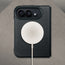 MagSafe charger attached to the Black with Red detail Slim Leather Folio for iPhone Ultra