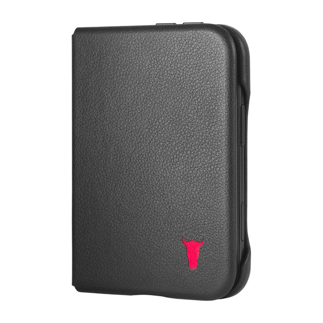 Black with Red detail Slim Leather Folio for iPhone Ultra