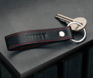 Black Leather (with red stitching) keyring