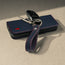 Navy Blue Leather (with Red Stitching) Keyring with matching phone case