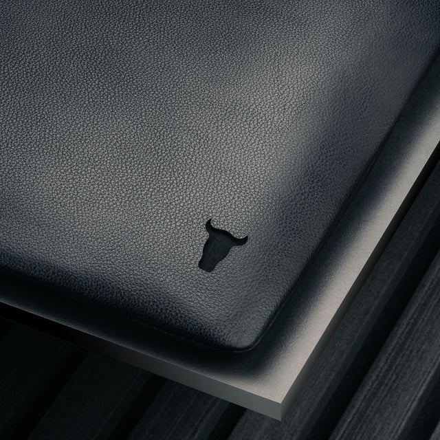 Black Leather Laptop Sleeve with Zip Closure