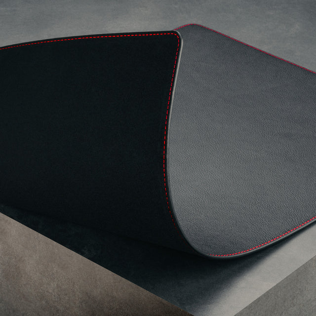 Underside of the Large Black with Red Detail Leather Desk Mat