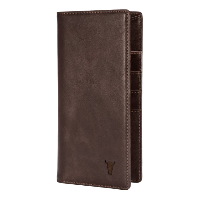 Dark Brown Long Bifold Leather Wallet
