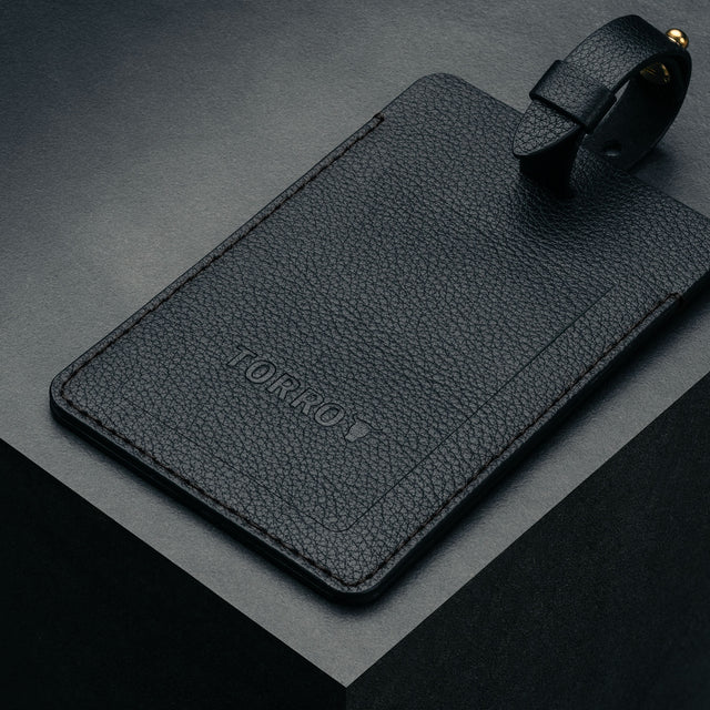 Black Leather Luggage Tag