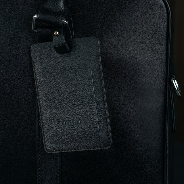 Black Leather Luggage Tag