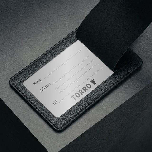 Black Leather Luggage Tag