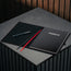 Microfibre lined Black Leather (with Red Stitching) A4 Notebook Cover