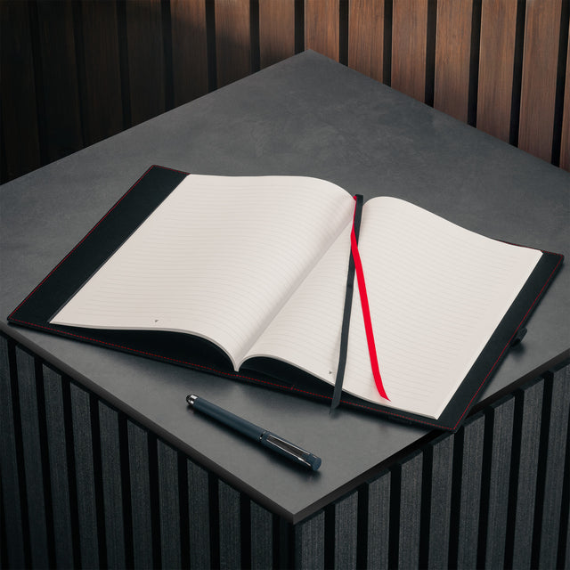 Notepad in the Black Leather (with Red Stitching) A4 Notebook Cover