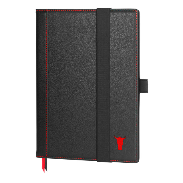 Black Leather (with Red Stitching) A4/A5 Notebook Cover