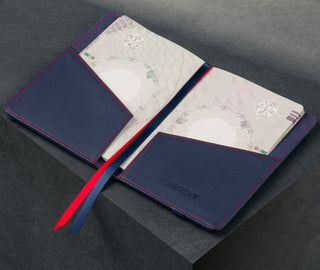 Inside of the Navy Blue Leather (with Red Stitching) Passport holder
