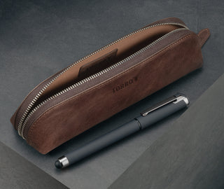 Dark Brown Leather Pencil Case