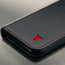 Close up of the Black with Red Stitching Leather Case for the Google Pixel 11