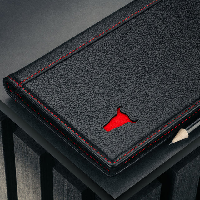ON PAR Porte-cartes de score cuir aspect croco, noir/rouge ON PAR Porte-cartes de score cuir aspect croco, noir/rouge