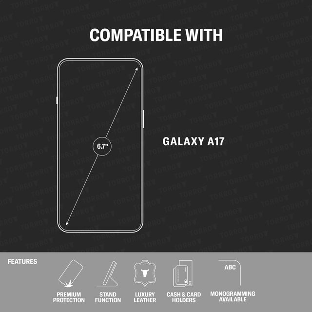 Compatibility and features of the Black with Red Detail Leather Case for Galaxy A17