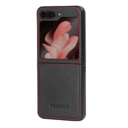 Black with Red Detail Leather Case for Galaxy Z Flip5