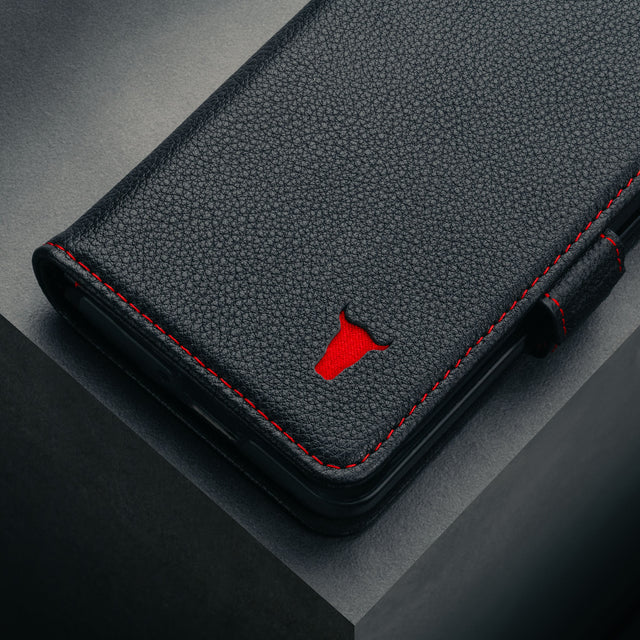 Black with Red Detail Leather Case for Samsung Galaxy Z Fold6