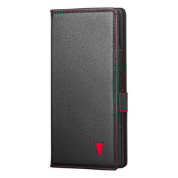 Black with Red Detail Leather Case for Samsung Galaxy Z Fold7