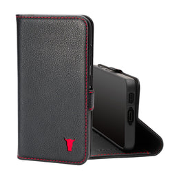 Black with Red Detail Leather Case for Galaxy S23 FE