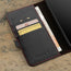 Card slots inside the Black with Red Detail Leather Wallet Case for Samsung Galaxy S24 Plus