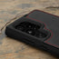 Camera cutout on the Black with Red Detail Leather Bumper Case for Samsung Galaxy S24 Ultra