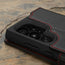 Camera cutout on the Black with Red Detail Leather Wallet Case for Samsung Galaxy S24 Ultra