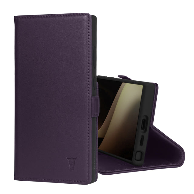 Purple Leather Wallet Case for Samsung Galaxy S24 Ultra
