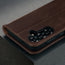 Camera cutout of the Dark Brown Leather Case for Galaxy S25