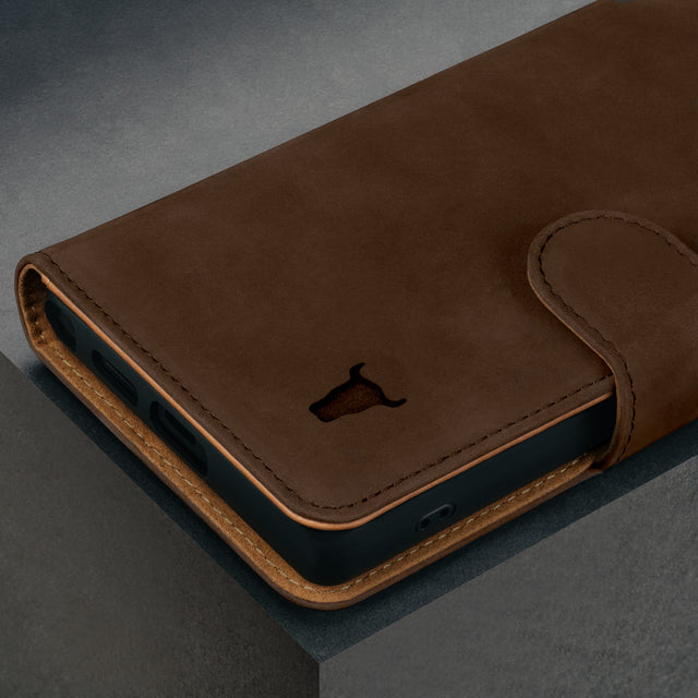 Dark Brown Nubuck Leather Detachable Case for Galaxy S25 Ultra