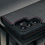 Camera cutout on the Black with Red Detail Leather Detachable Case for Galaxy S26 Ultra