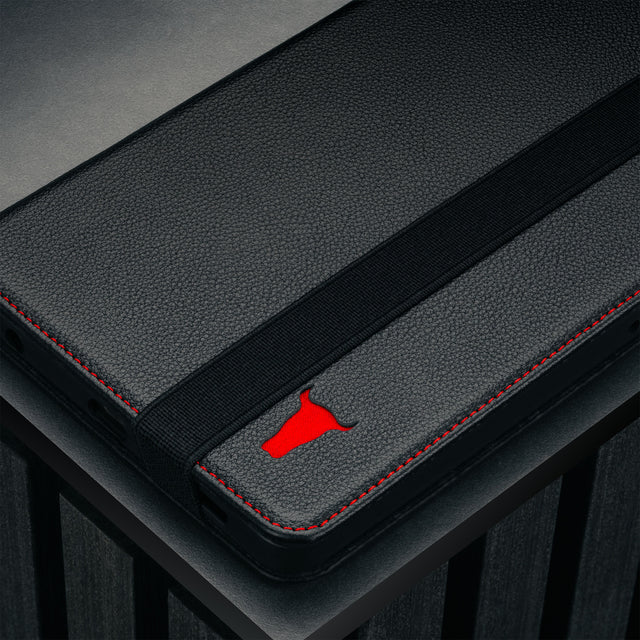 Black with Red Stitching Leather Case for Samsung Galaxy Tab A9