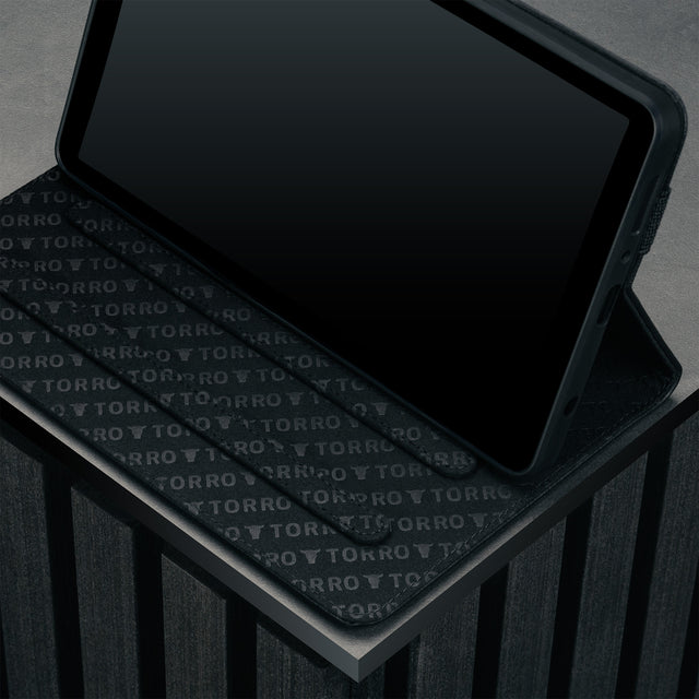 Microfibre lining in the Black with Red Stitching Leather Case for Samsung Galaxy Tab A9